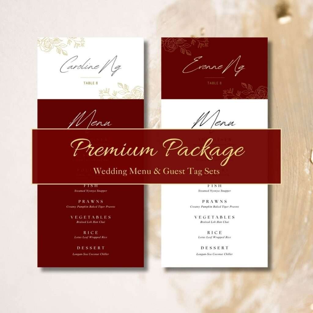 Premium Wedding Menu & Guest Tag Sets