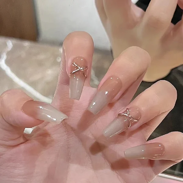 D206 Chic Oatmeal Gradient Press On Nails D206 Chic Oatmeal Gradient Press On Nails